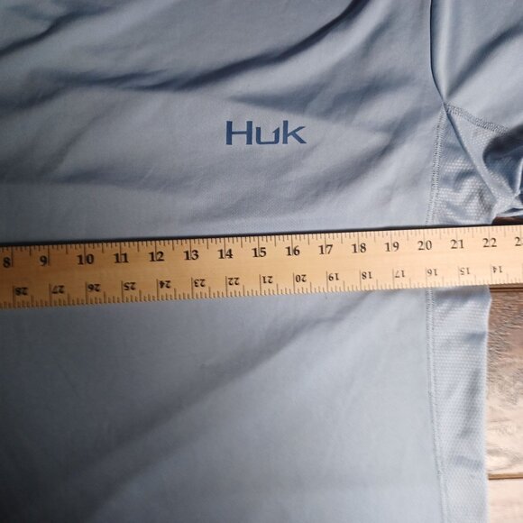 Huk Fishing T-Shirt Mens Large Performance Blue Crew Outdoor Short Sleeve - Picture 9 of 10